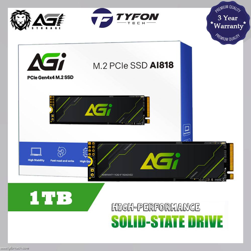 AGI 1TB PCIe NVMe M.2 2280 Gen 4x4 Solid State Drive SSD